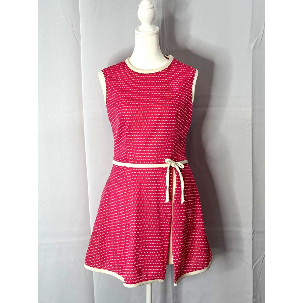Vintage Margo Women’s Pink Sleeveless A-Line Dress Belted Retro Mod